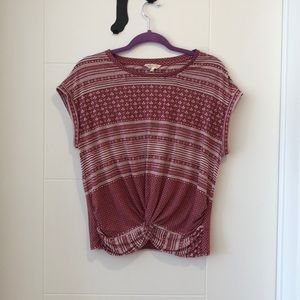 Lucky Brand Red & White Patterned Blouse